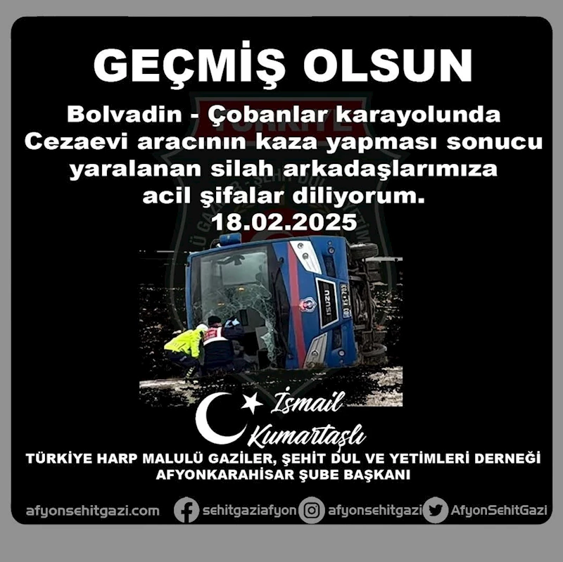 Afyonkarahisar’da Jandarma Aracı Kaza Yaptı: Yaralılara Acil Şifa Diliyoruz