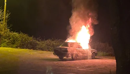 Akçakoca’da park halindeki araç alev alev yandı