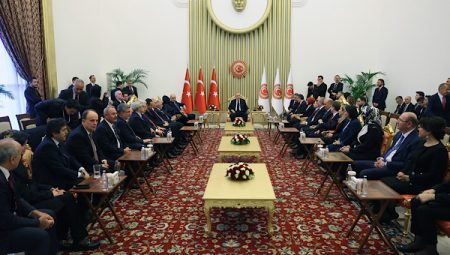 Erdoğan, TBMM’nin açılışının 106’ncı yıl dönümü resepsiyonuna yer edindi