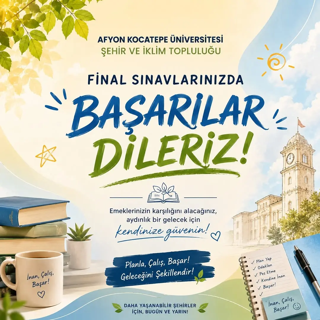 Afyon Kocatepe Üniversitesi Şehir ve İklim Topluluğu’ndan Öğrencilere Sınav Desteği