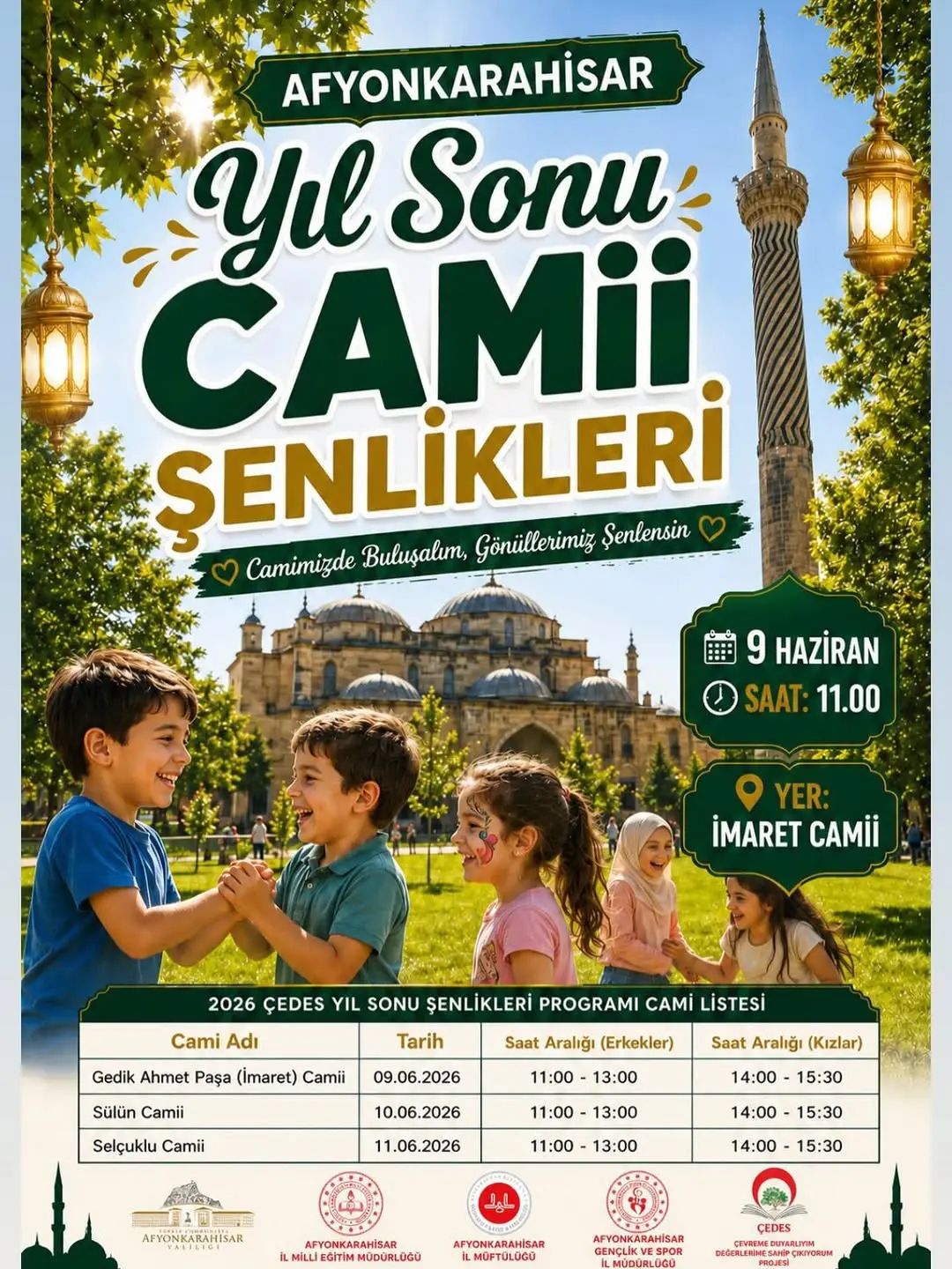 Afyonkarahisar İl Milli Eğitim Müdürlüğünden Yıl Sonu Cami Şenlikleri Daveti