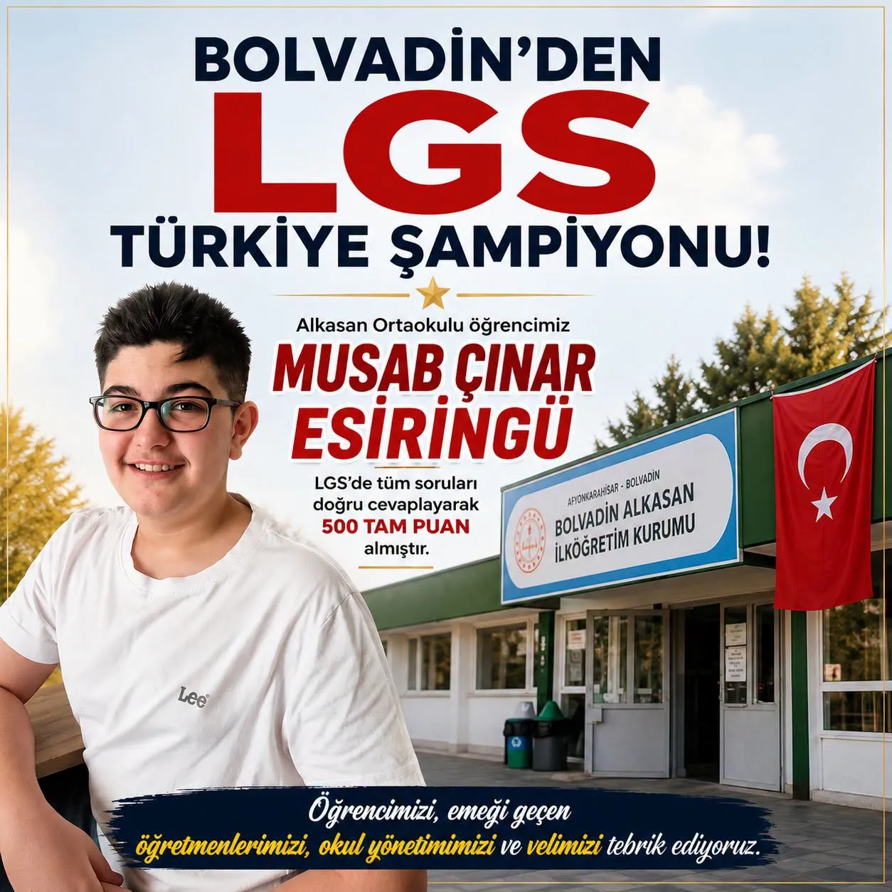 Musab Çınar Esiringü 500 Tam Puan Aldı